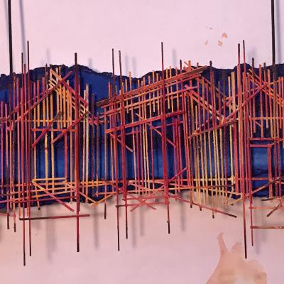 A photo of a model of the set design