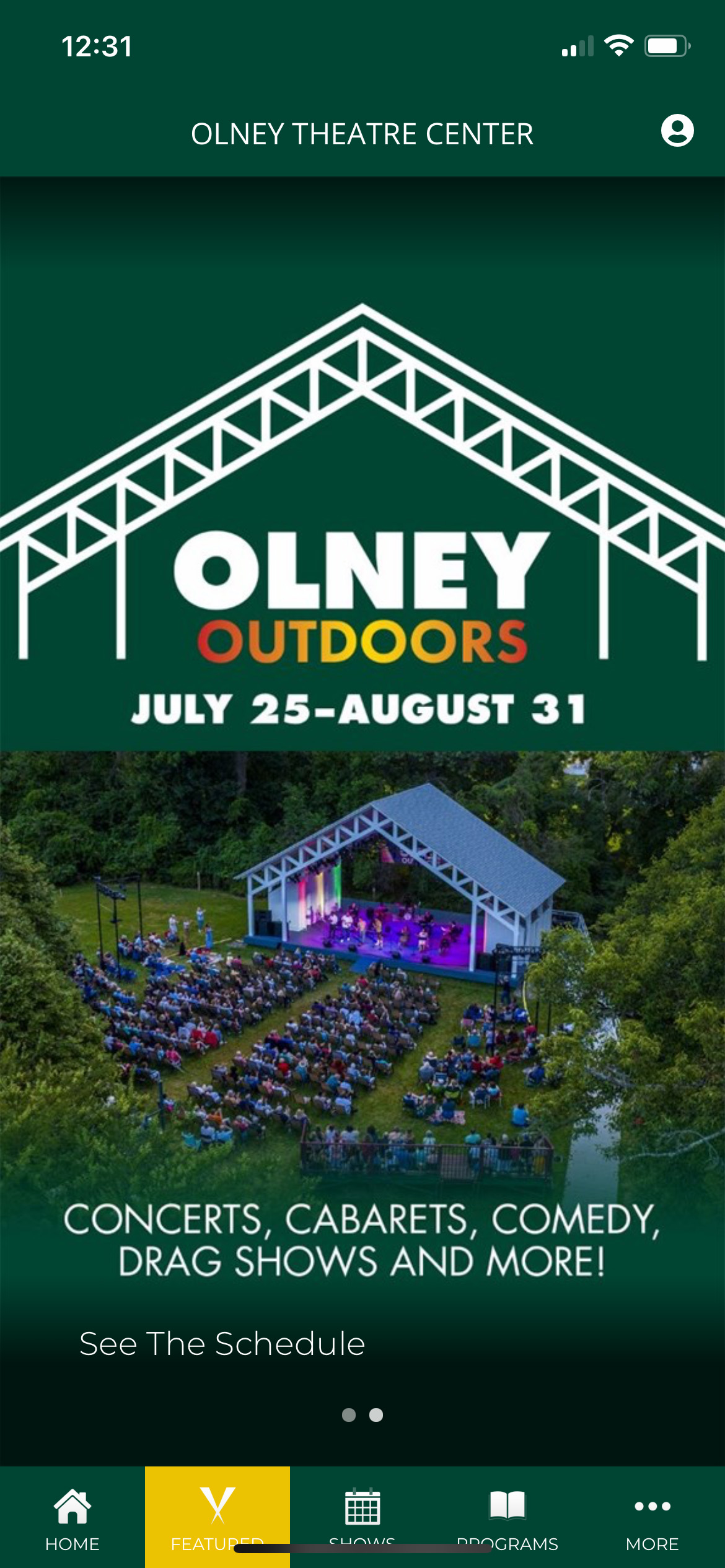 Featured Screen on the Olney Theatre app