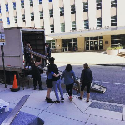 Unloading the truck at Baltimore Center Stage