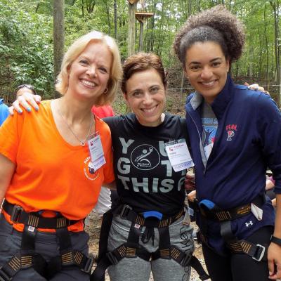 Debbie and her fellow Leadership Montgomery classmates at the Fall retreat ropes course