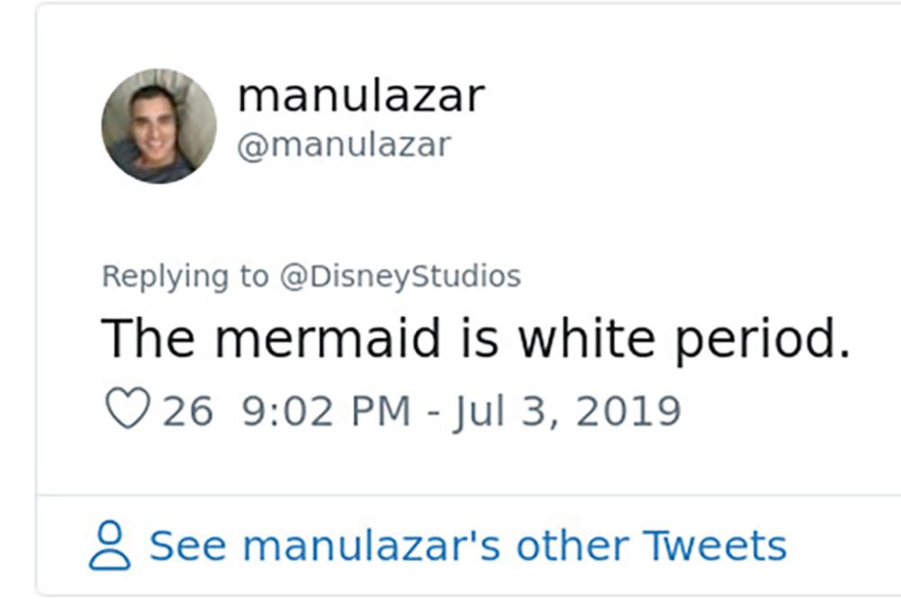 "The mermaid is white period."