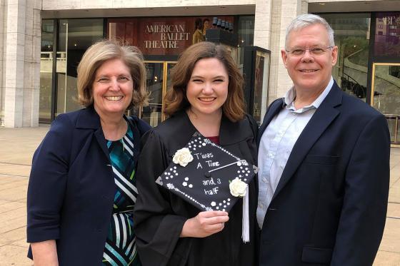 Meredith and her parents, Lorie and Chris, at graduation 