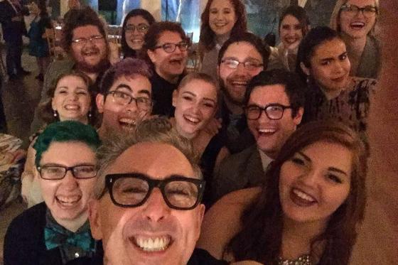 A group selfie with Alan Cumming and the apprentices 